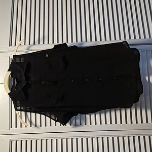 Women's Guess Black Sheer Bare Shoulder Collared Button Up, Size XS